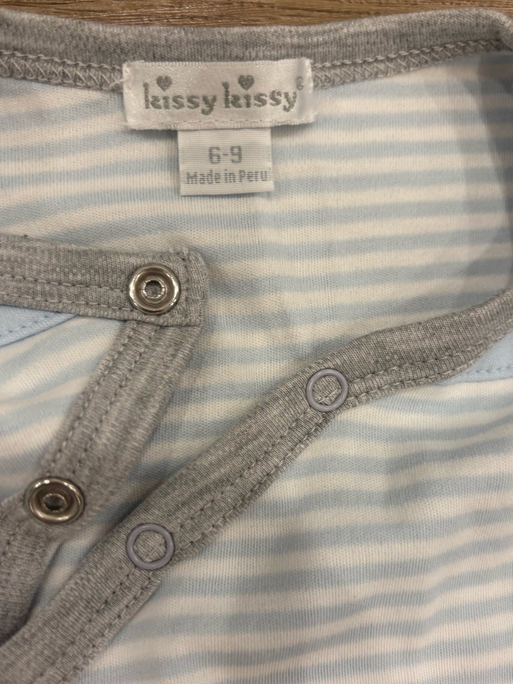 Kissy Kissy Baby Boy 6-9M Pima Cotton Footie Sleeper Bundle Blue Striped 2pc - Picture 3 of 4